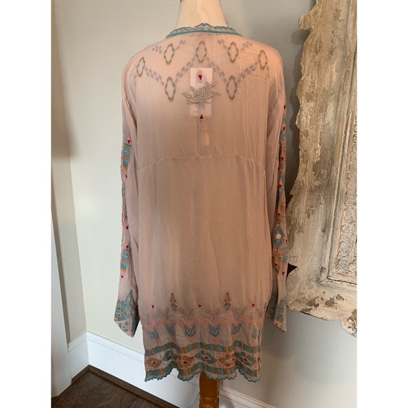 Johnny Was Dusty Rose Jardin Tunic Rayon Large NWT - Picture 4 of 12